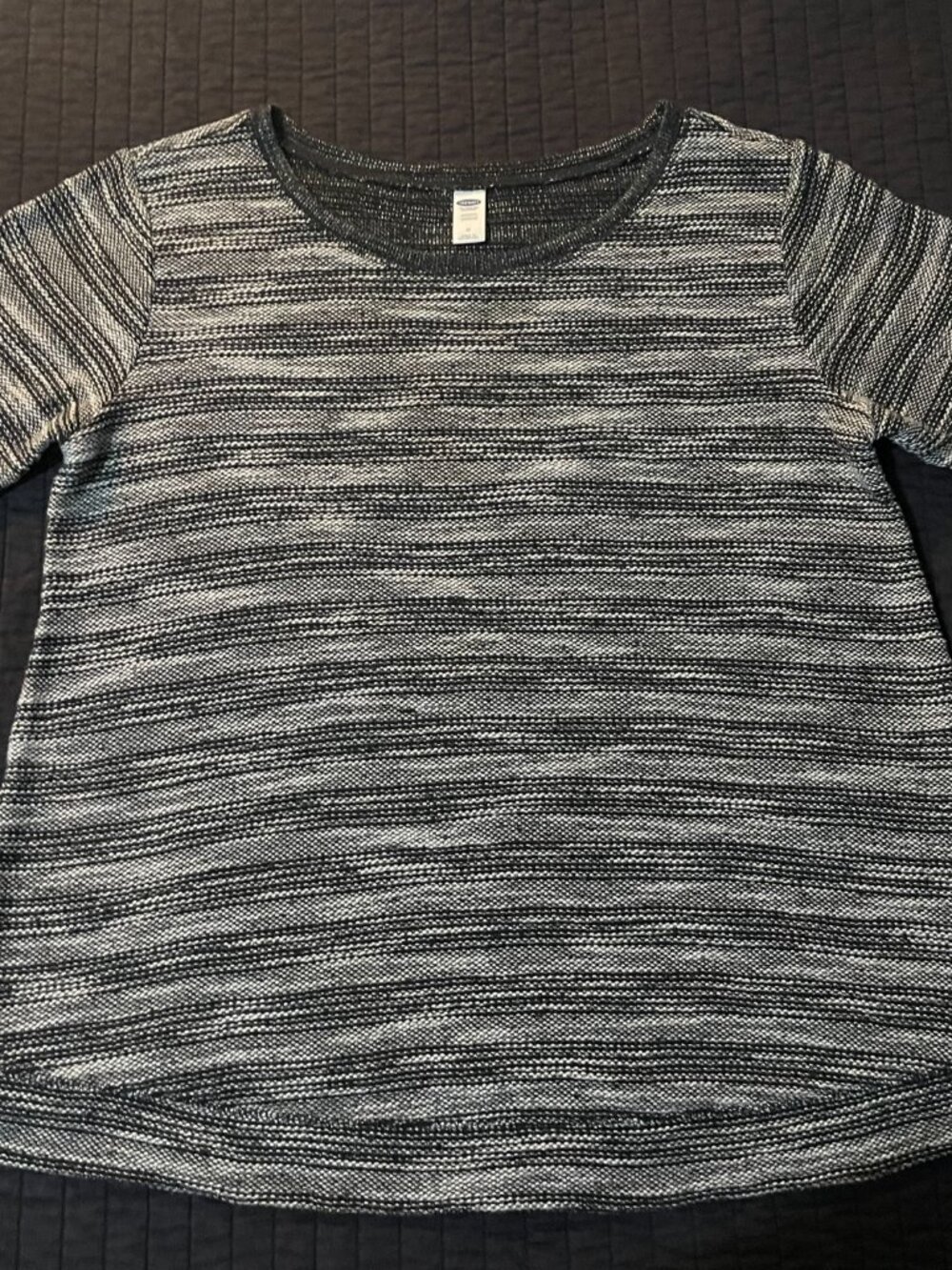 Old Navy Medium Maternity B&W Striped Short Sleeve Cozy Sweater Women's Top - Picture 8 of 12
